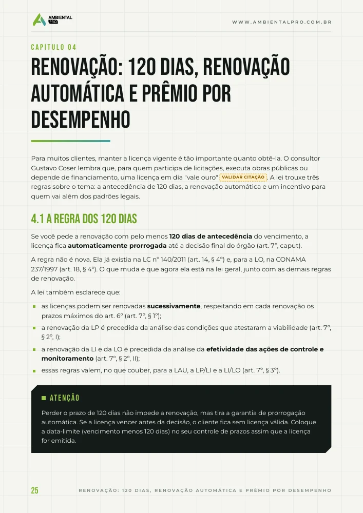 Renovação e prazos
